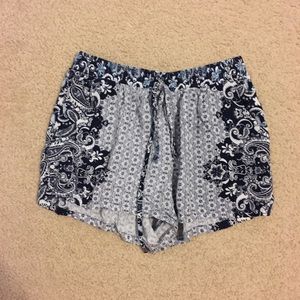 Blue multi patterned shorts